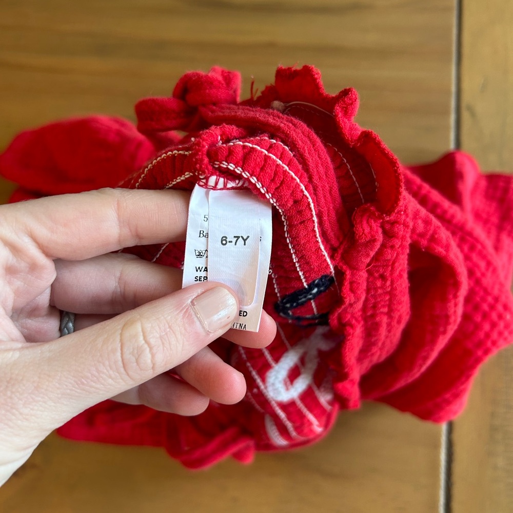 Red USA Smocked Sundress with Ruffle Hem - Picture 2 of 2